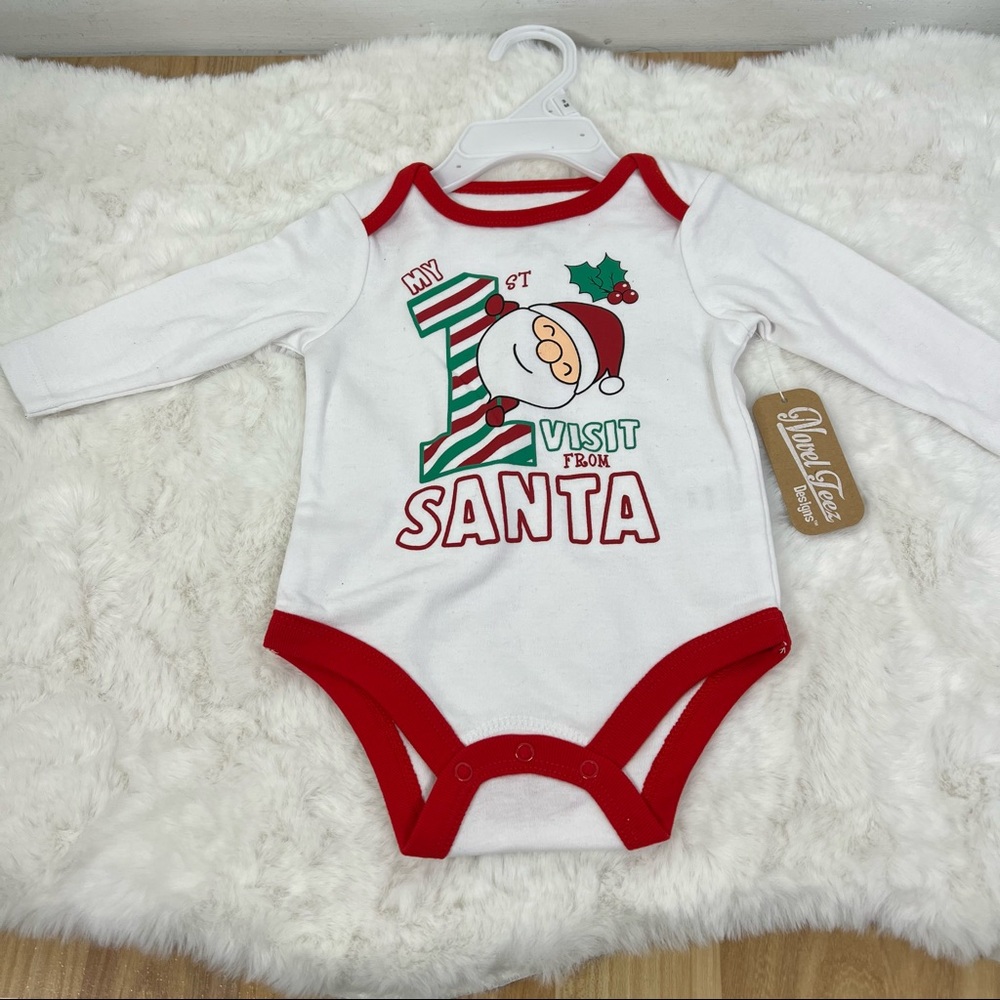 NEW Novel Teez Baby Long Sleeve White Onesie Size 3M